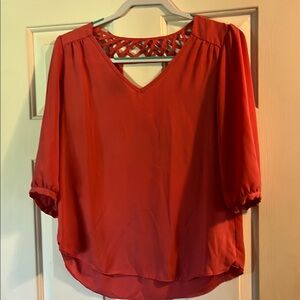 Coral 3/4 Sleeve Blouse with Cut Out Design